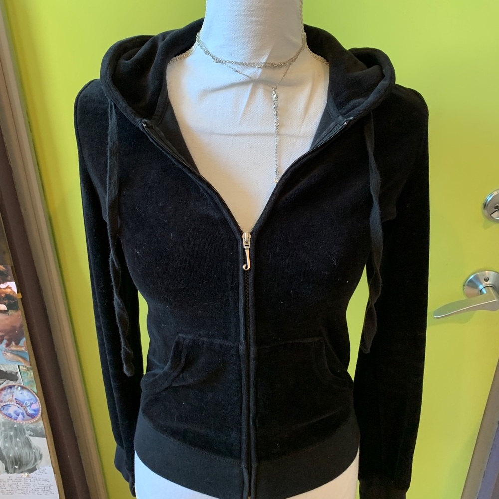 Juicy couture black velvet hoodie